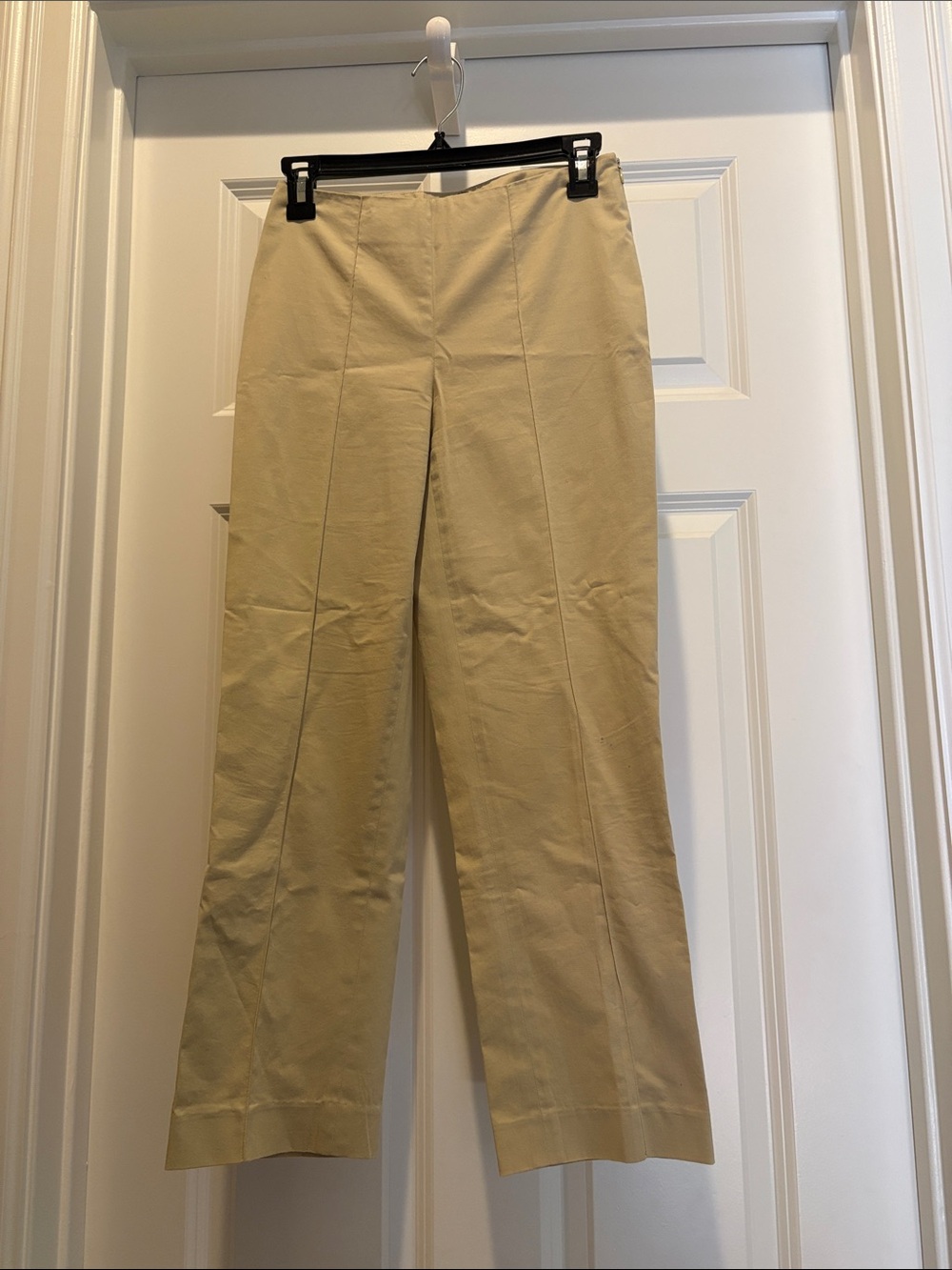 Theory Beige Straight-Leg Trousers- 98% cotton, 2% Lycra